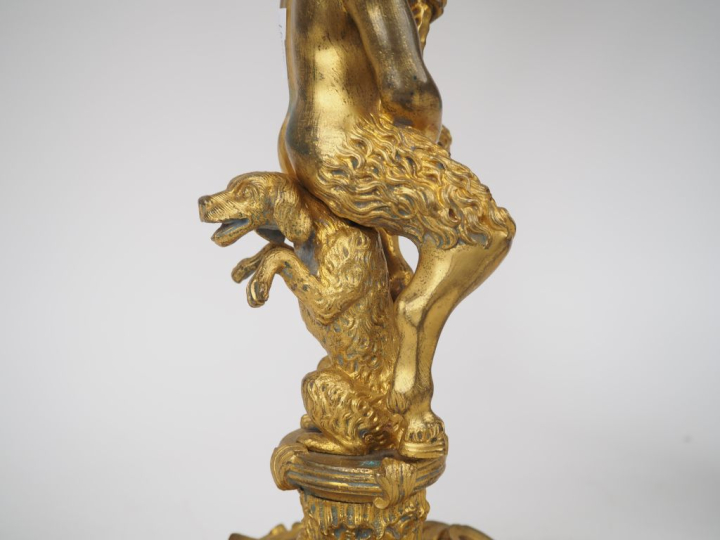 Paire de candélabres Napoléon III de style Louis XV en bronze doré à d