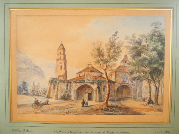 Un grand cadre contenant 2 aquarelles de Giacinto GIGANTE (1806-1876) 