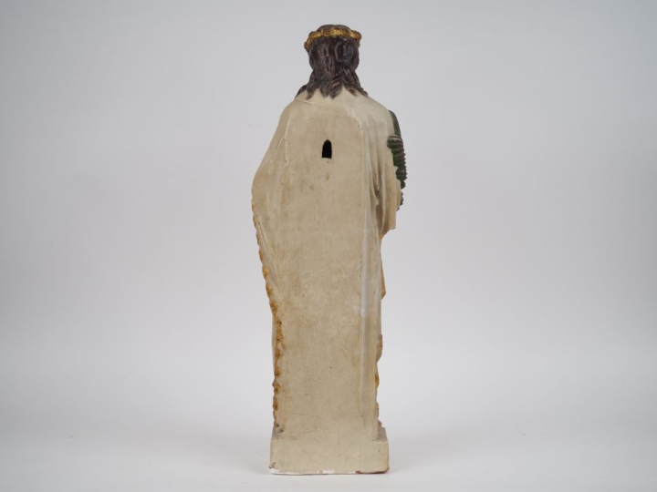 Ecole française XXème. "Sainte Philomène". Sculpture en terre cuite po