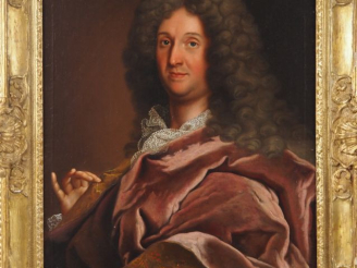 Vente aux enchères Charles BAZIRAY. "Portrait d'Adrien du Houlley". Huile sur toile titré
