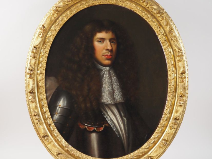 Ecole française seconde moitié du XVIIIème. "Portrait d'homme en armur