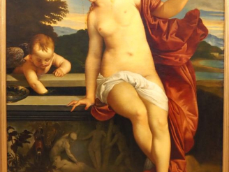 Vente aux enchères Ecole française XIXème d'après GIORGIONE. "Allégorie". Huile sur toile