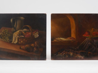 Vente aux enchères Ecole française fin XIXème. "Natures mortes aux poissons et aux fruits