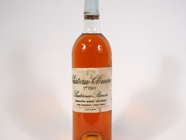 1 BOUTEILLE CHÂTEAU CLIMENS 1er CC SAUTERNES - 1974 - LB/BOUCHON LEGER