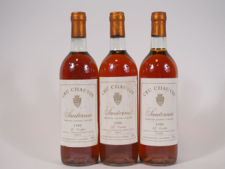 Vente aux enchères 3 BOUTEILLES CRU CHAUVIN SAUTERNES - 1980 - 1 BG