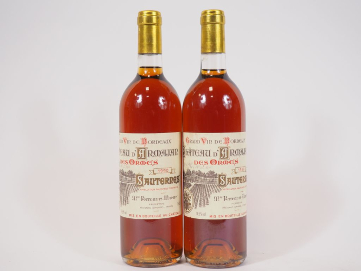2 BOUTEILLES CHÂTEAU D'ARMAJAN DES ORMES SAUTERNES - 1990