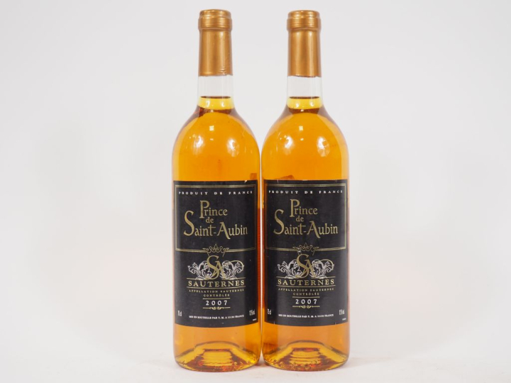 2 BOUTEILLES PRINCE DE SAINT AUBIN SAUTERNES - 2007