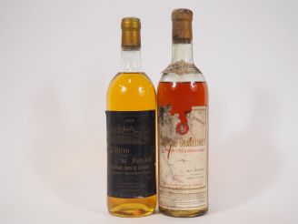 Vente aux enchères 2 BOUTEILLES 1eres COTES DE BORDEAUX : 1 CHÂTEAU GRAVELINES 1955 BEP/E