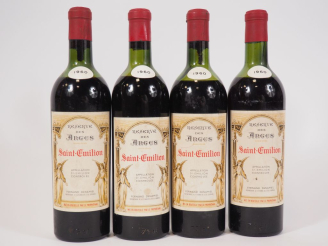 Vente aux enchères 4 BOUTEILLES RÉSERVE DES ANGES ST EMILION - 1960 - MEP-BEP/3 BOUCHONS 