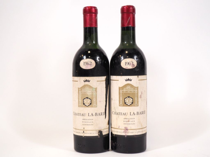 2 BOUTEILLES CHÂTEAU LA BARIE BORDEAUX - 1962 - HEP/EA