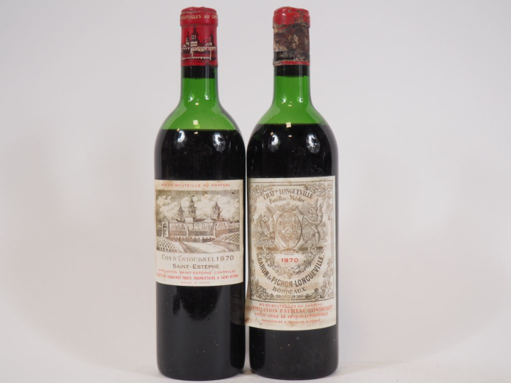 2 BOUTEILLES de 1970 : 1 COS D'ESTOURNEL ST ESTÈPHE BEP/CAPS CORRODEE 