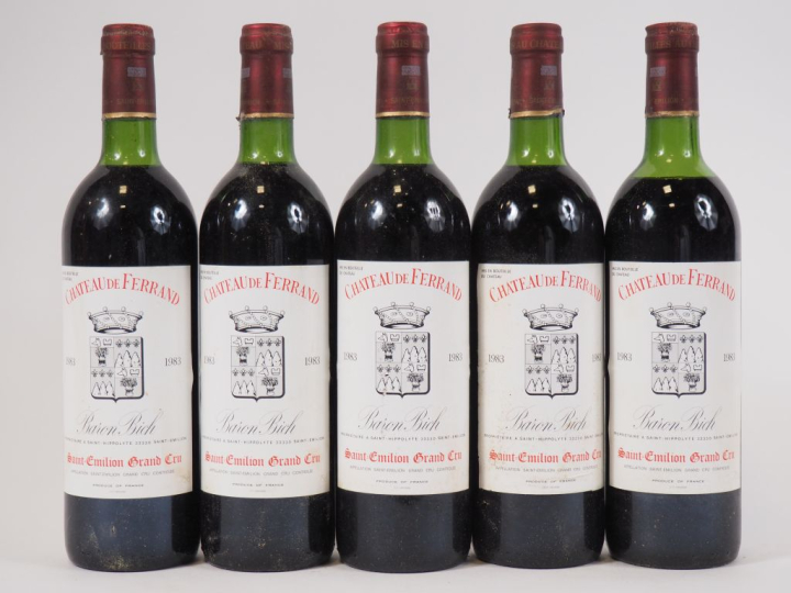 5 BOUTEILLES CHÂTEAU DE FERRAND GC ST EMILION - 1983 - CBO - 4 LB/1 HE