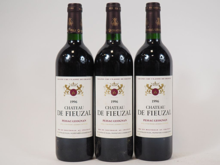 3 BOUTEILLES CHÂTEAU DE FIEUZAL GCC GRAVES - 1996