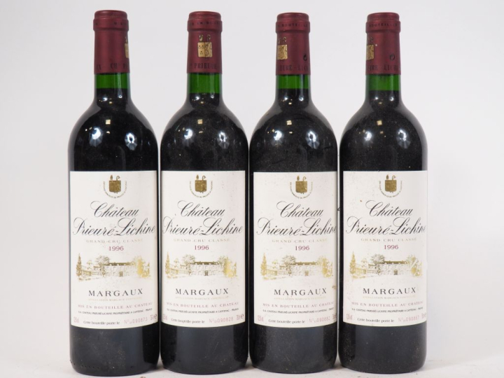 4 BOUTEILLES CHÂTEAU PRIEURÉ LICHINE GCC MARGAUX - 1996