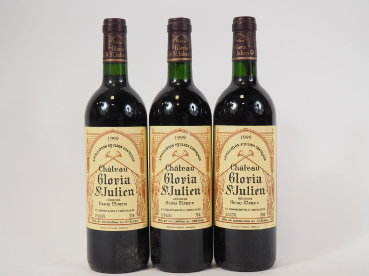 3 BOUTEILLES CHÂTEAU GLORIA ST JULIEN - 1999
