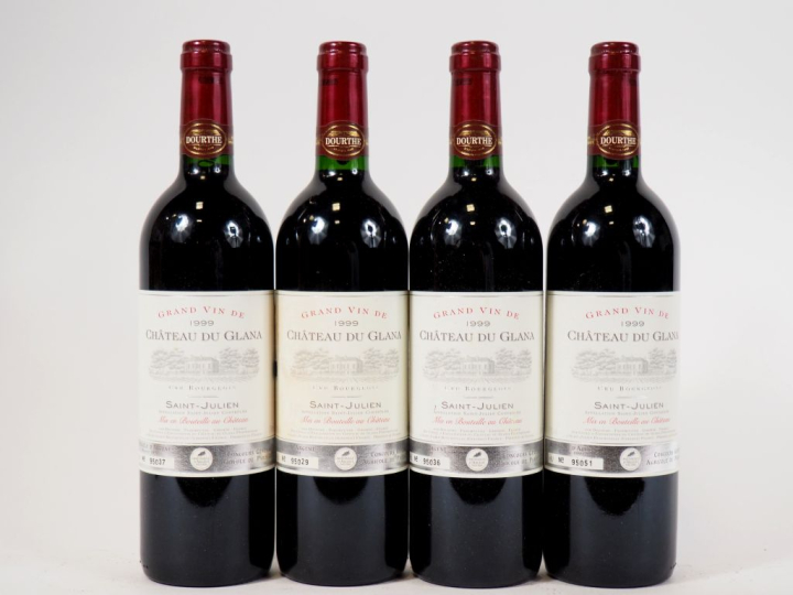 4 BOUTEILLES CHÂTEAU DU GLANA CB ST JULIEN - 1999 - 1 ELA
