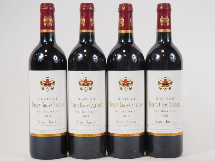 4 BOUTEILLES CHÂTEAU TERREY GROS CAILLOU CB ST JULIEN - 2001