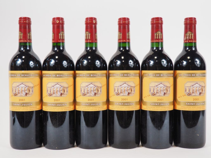 6 BOUTEILLES LA CROIX DE BEAUCAILLOU ST JULIEN - 2001