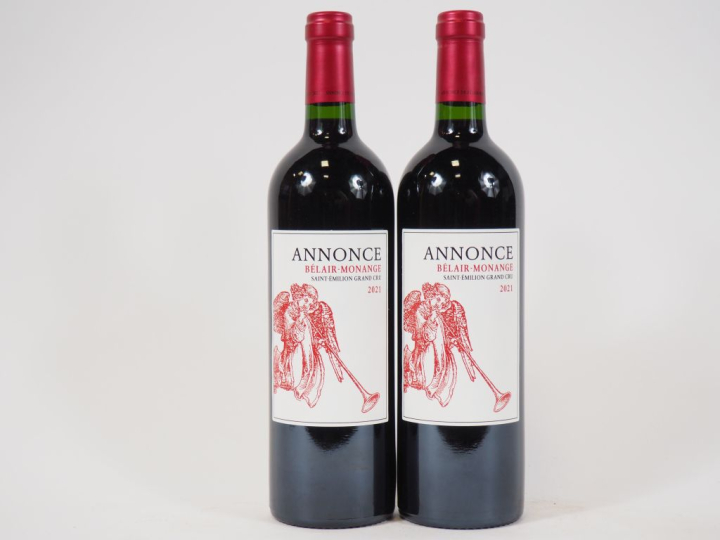 2 BOUTEILLES ANNONCE BELAIR MONANGE GC ST EMILION - 2021