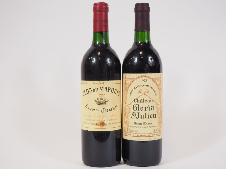 2 BOUTEILLES de SAINT JULIEN : 1 CLOS DU MARQUIS 1989 ELT - 1 CHÂTEAU 