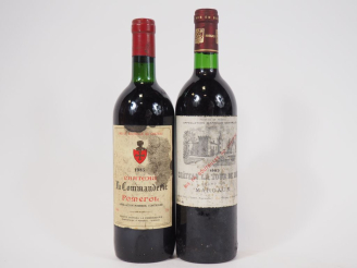 Vente aux enchères 2 BOUTEILLES : 1 CHÂTEAU LA COMMANDERIE POMEROL 1985 BG/EA - 1 CHÂTEAU
