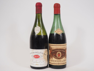 Vente aux enchères 2 BOUTEILLES de 1929 : 1 MOULIN A VENT CALVET VIDANGE - 1 CHATEAUNEUF 