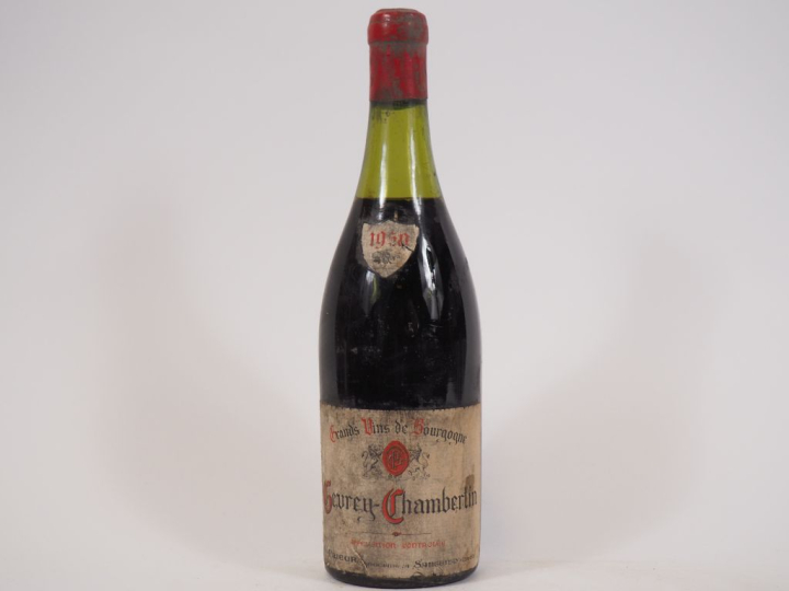 1 BOUTEILLE GEVREY CHAMBERTIN G. PRIEUR - 1950 - 5 CM/ETA/COLERETTE AB