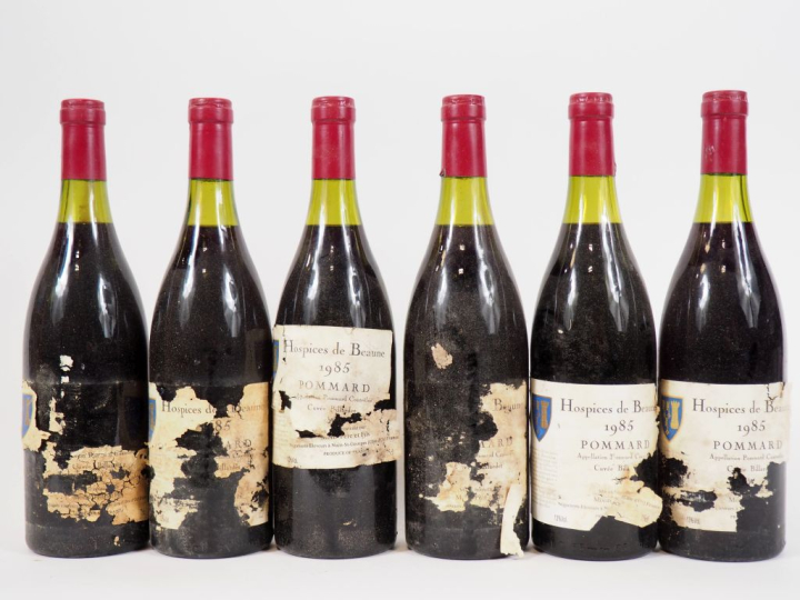 6 BOUTEILLES POMMARD HOSPICES DE BEAUNE - 1985 - 2,5 CM/ETA