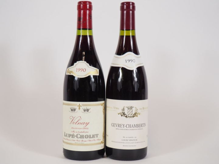 2 BOUTEILLES de 1990 : 1 GEVREY CHAMBERTIN LOUIS VINCEUR - 1 VOLNAY LU