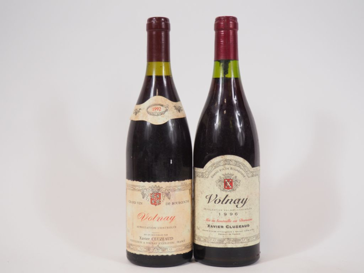 2 BOUTEILLES VOLNAY X. CLUZEAUD : 1 de 1992 - 1 de 1996 