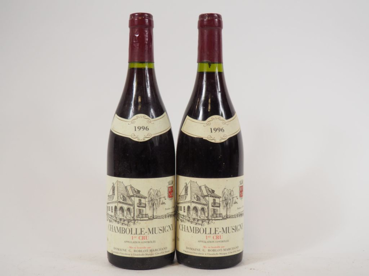 2 BOUTEILLES CHAMBOLLE MUSIGNY 1er CRU G. ROBLOT MARCHAND - 1996