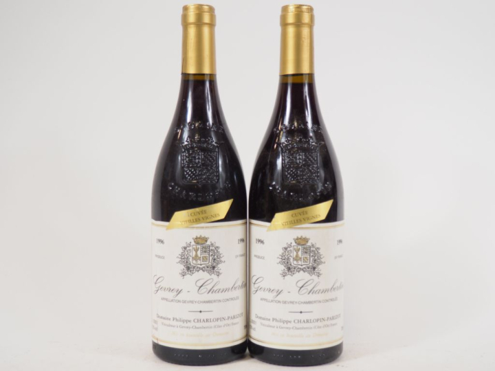 2 BOUTEILLES GEVREY CHAMBERTIN DOMAINE P. CHARLOPIN PARIZOT - 1996