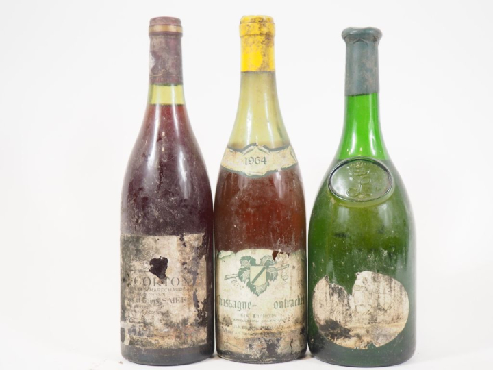 3 BOUTEILLES : 1 ALOXE-CORTON DOMAINE FABIEN ET LOUIS SAIER 19?? BS/ET