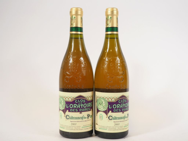 2 BOUTEILLES CHÂTEAUNEUF DU PAPE BLANC CLOS DE L'ORATOIRE DES PAPES - 