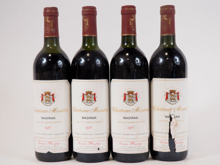 4 BOUTEILLES CHATEAU MONTUS 'CUVÉE PRESTIGE' MADIRAN - 1985 - 2 LB/1 L