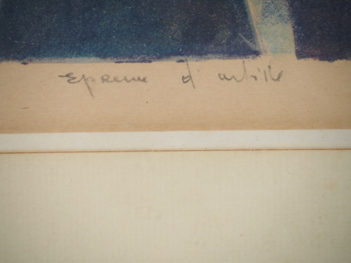 Tony AGOSTINI.  "nature morte au violon" Lithographie contresignée en 