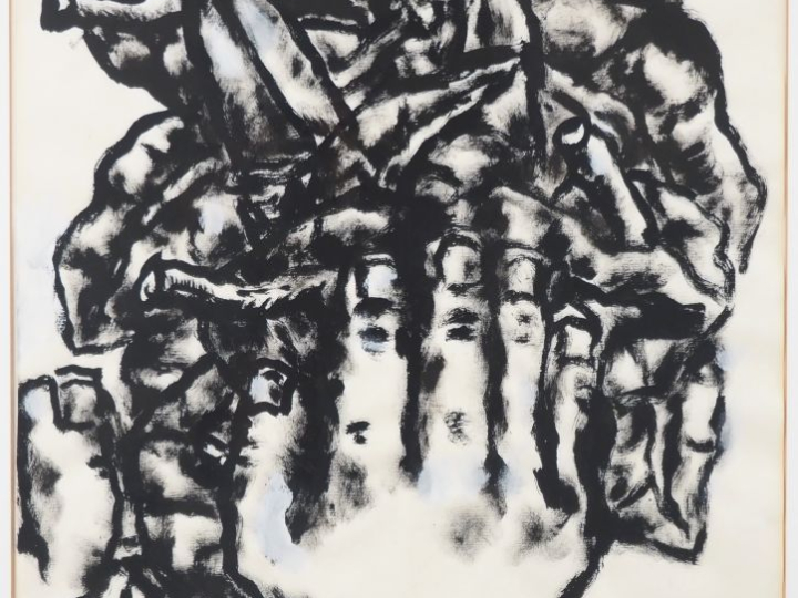 Jean-Charles BLAIS.  "sans titre" Encre et gouache, signée en bas à ga