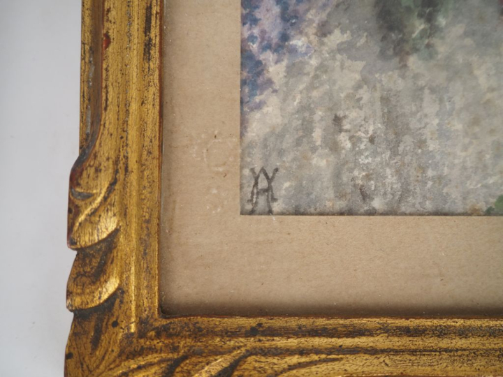 A. CHÂTEAU.  "la fin du travail à Alger"  Dessin au crayon, signé et t