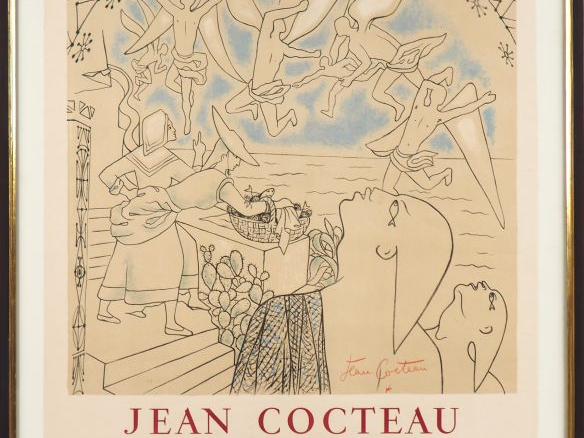 Jean COCTEAU.  Affiche lithographique de l'exposition Jean Cocteau Gal