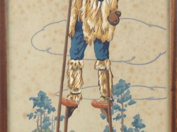 FLOUTIER.  "le berger landais" Pochoir, signé en bas à droite. Dim. 56