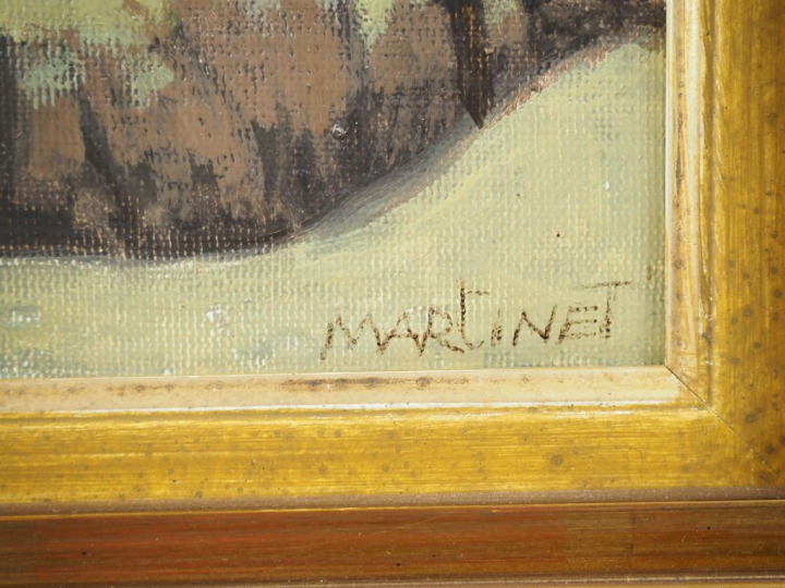 MARTINET "village aux toits de lauze" Huile sur toile, signée en bas à