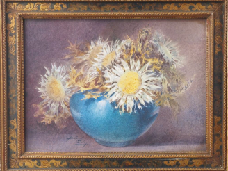 Vente aux enchères Blanche ODIN.  "bouquet de chardons" Aquarelle, signée en bas à gauche