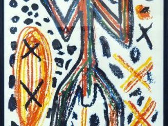 Vente aux enchères A.R. PENCK.  "Personnages en couleurs" Grande sérigraphie contresignée