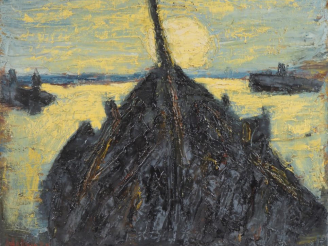 Vente aux enchères Holmead PHILLIPS.  "Devant de barque", 1968  Huile sur panneau, signée