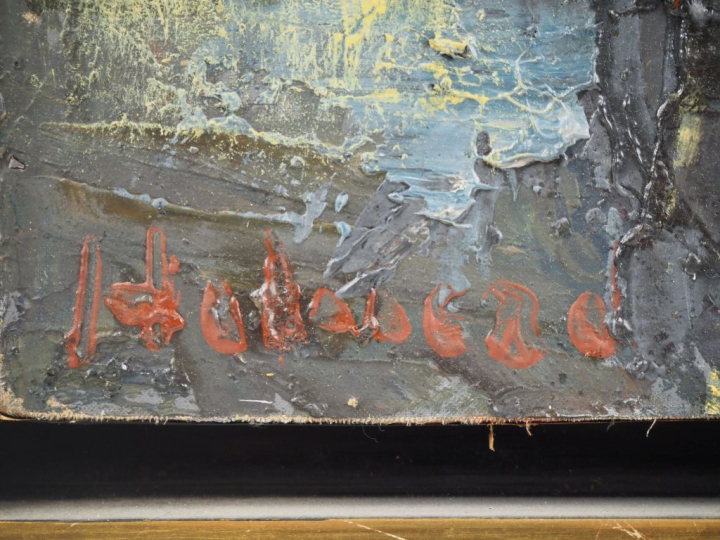 Holmead PHILLIPS.  "Devant de barque", 1968  Huile sur panneau, signée