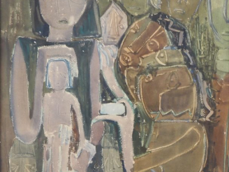 Vente aux enchères Julien PY.  "Personnages et divinités paiennes" Aquarelle, signée en b