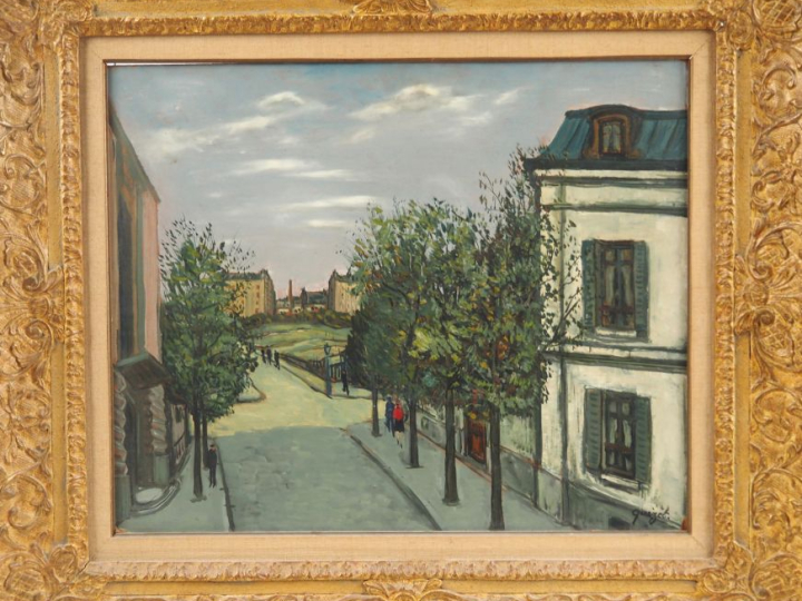 QUIZET.  "Paris, Montmartre" Huile sur isorel, signée en bas à droite.