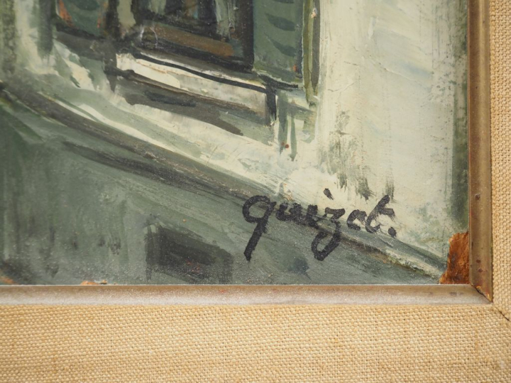 QUIZET.  "Paris, Montmartre" Huile sur isorel, signée en bas à droite.