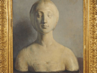 Vente aux enchères Eugène REGAGNON.  "Portrait d'un buste en platre figurant la Belle Pau