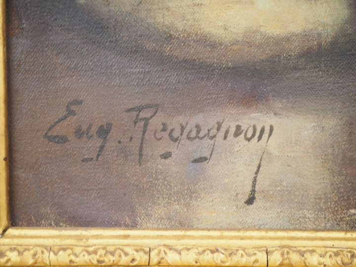 Eugène REGAGNON.  "Portrait d'un buste en platre figurant la Belle Pau